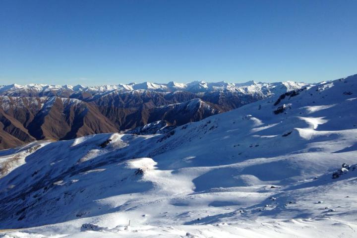 a view of a snow covered mountain
