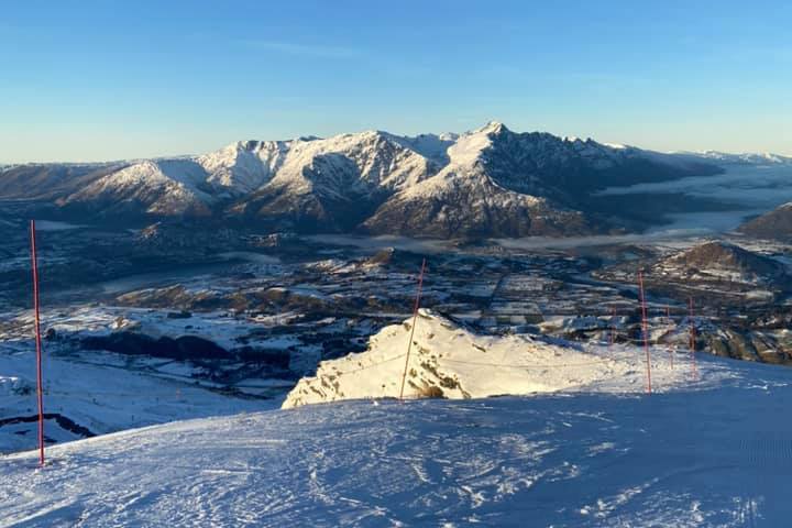 a view of a snow covered mountain