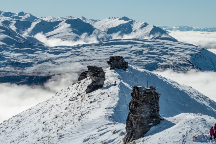 a view of a snow covered mountain